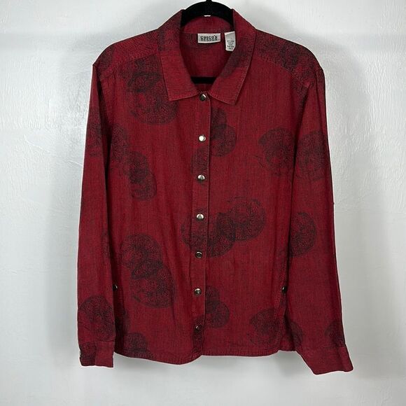 Chico’s Design Linen Burgundy Color Button Front Light Jacket Size XL - Picture 1 of 10